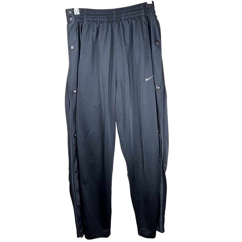 Vtg Nike Men's Black Snap Button Tear Away Track Pants Athletic Side Snap Size M